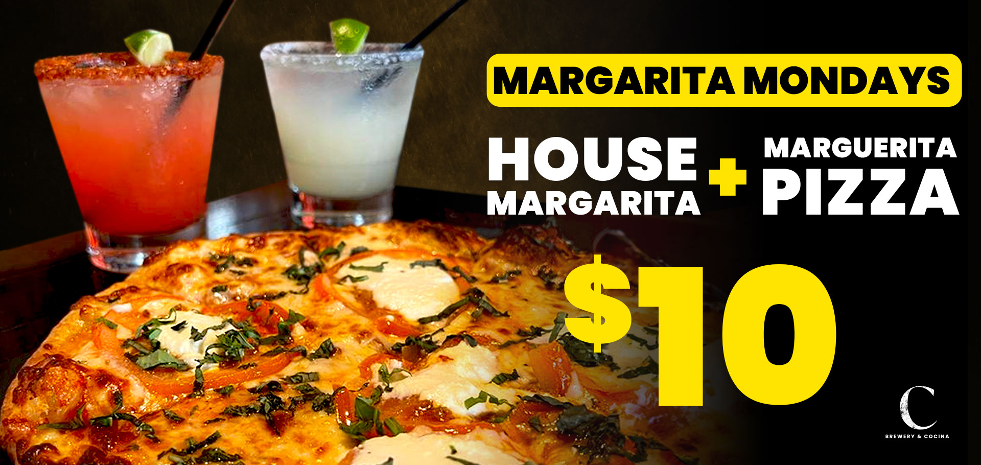 Margarita Monday's - House Margarita + Marguerita Pizza - $10